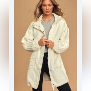 Free People Movement Fleece in White Oversized jacket